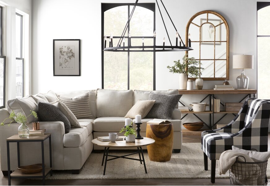 Modern Farmhouse Living Room Design Photo by Laurel Foundry Modern